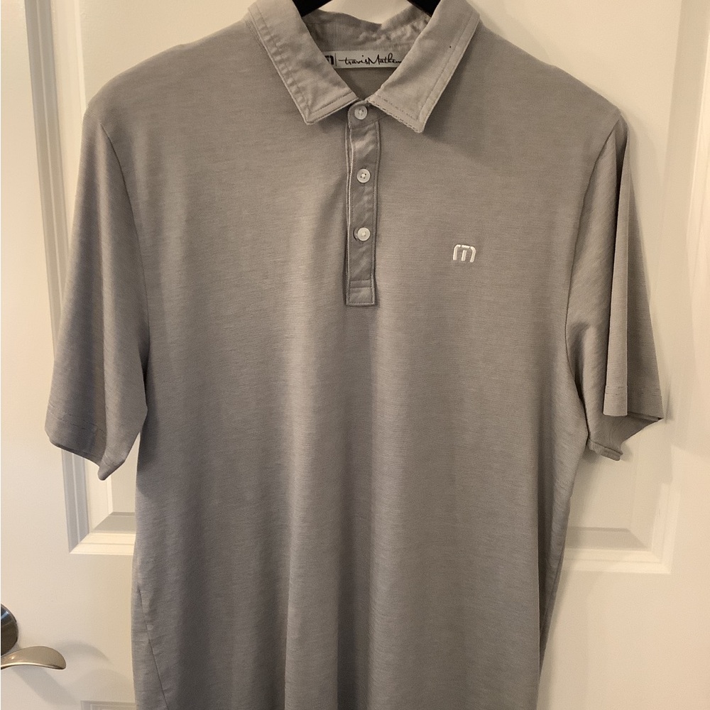 Travis Mathew Shirt Mens Medium Gray Polo Golf Short Sleeve